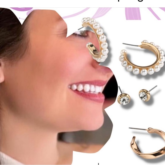 NWT Wren Set of 3 Earrings Stud and Hoops - Picture 2 of 7